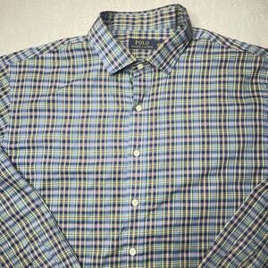 Ralph Lauren Mens 2XL Mutlicolor Button Up Plaid Shirt 100% Cotton